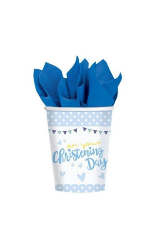 Picture of BABY CHRISTENING DAY BLUE CUPS 266ML - 8PK